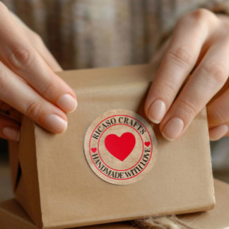 Handmade with love personalized classic round sticker