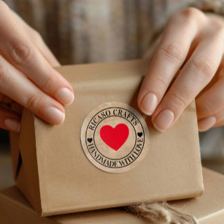 Handmade with love personalized classic round sticker