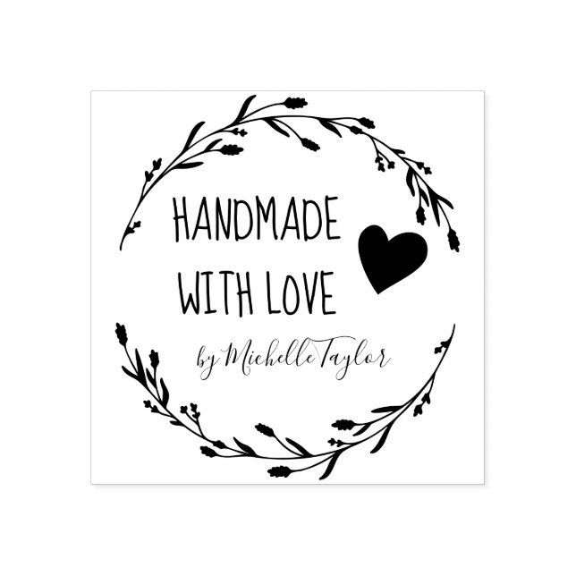 Handmade With Love Personalized Rubber Stamp (Imprint)