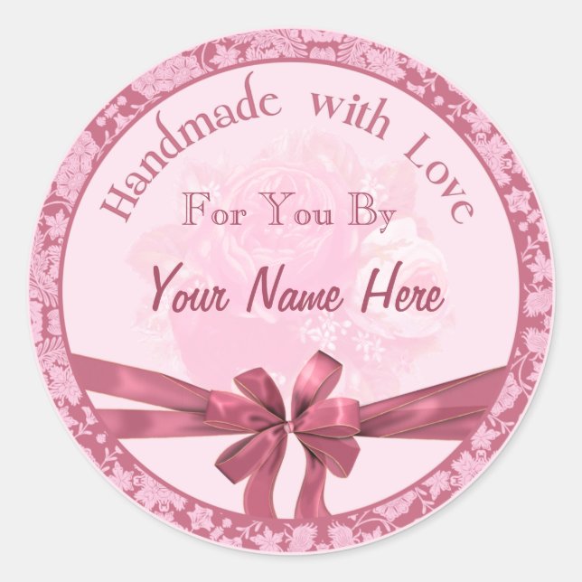 Handmade with Love Personalized Seals, Stickers (Front)