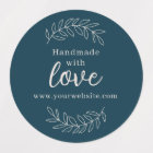 Handmade With Love petrol blue business sticker