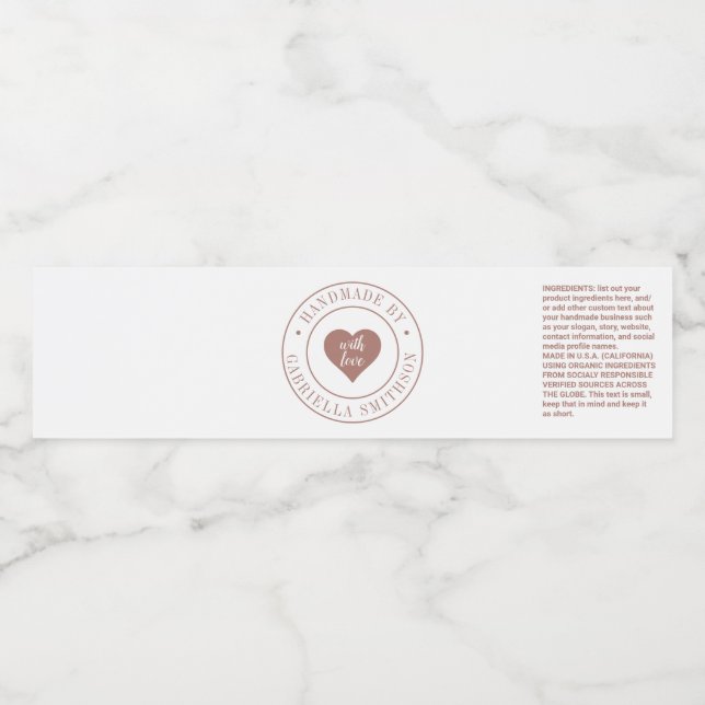 Handmade with Love Pink Product Wrap Around Label (Single Label)