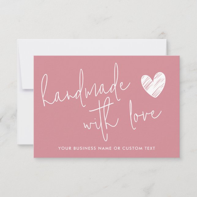 Handmade with Love Pink Thank You Jewellery Care Card (Front)