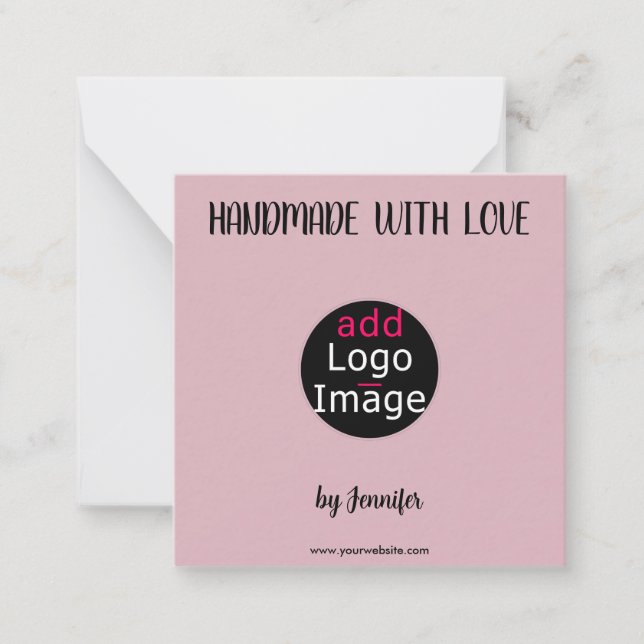 Handmade With Love Professional Customizable Pink Card (Front)