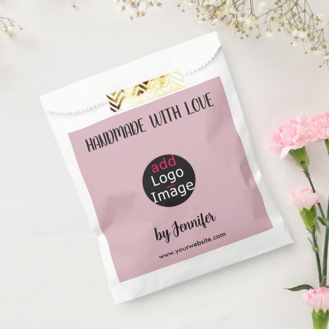 Handmade With Love Professional Customizable Pink Favour Bag (Sealed)