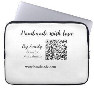 Handmade with love Q R code small business website Laptop Sleeve