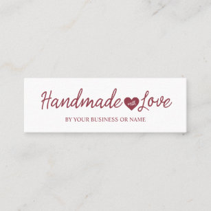Handmade with Love Quote for Artisans Items in Red Mini Business Card