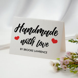 Handmade with Love Red Hearts - Care Instructions Business Card
