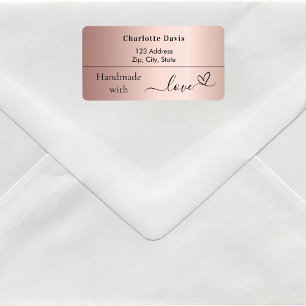 Handmade with love rose gold name return address label
