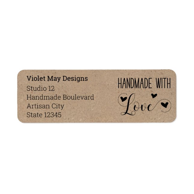 Handmade with Love Rustic Kraft Return Address (Front)