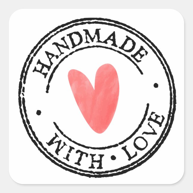 Handmade with Love Rustic Stamp Sticker (Front)