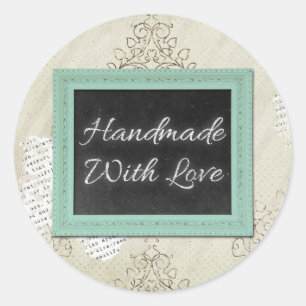 Handmade With Love Rustic Vintage Chalkboard Classic Round Sticker