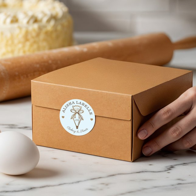 Handmade With Love Rustic Wood Bakery Piping Bag Classic Round Sticker (Handmade With Love Rustic Wood Bakery Piping Bag Classic Round Sticker)