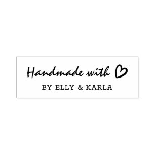 Handmade with Love Script Heart Business Self-inking Stamp