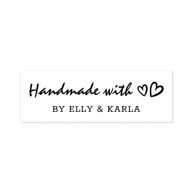 Handmade with Love Script Heart Personalized Self-inking Stamp (Design)