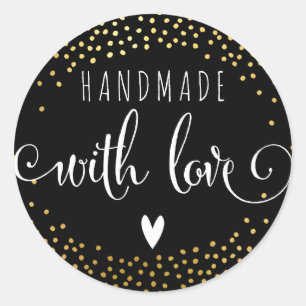 HANDMADE WITH LOVE SEAL cute gold confetti spot