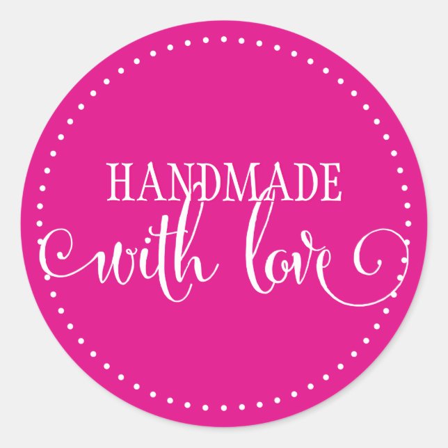 HANDMADE WITH LOVE SEAL modern stylish script pink (Front)