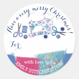 Handmade with love sewing machine Christmas label