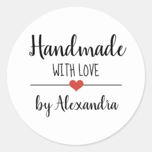 Handmade with love simple script custom classic round sticker