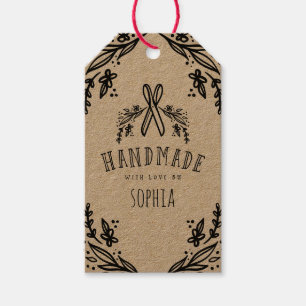Handmade with Love Sketched Florals & Scissors Gift Tags