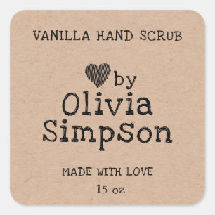 Handmade with Love Small Business Custom Square Sticker