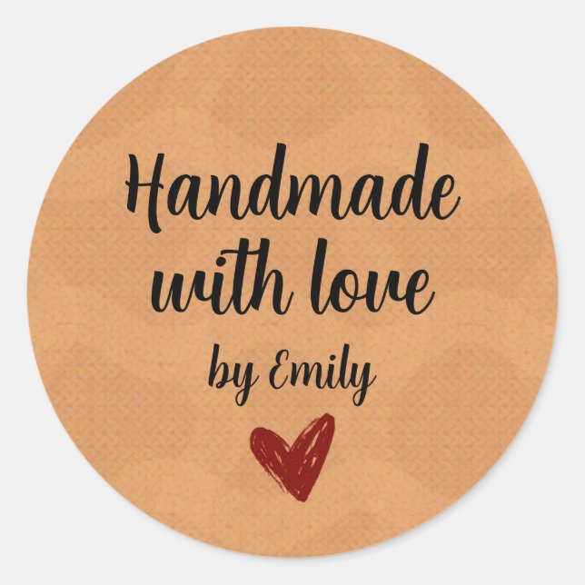 Handmade With Love Small Business Packaging Classic Round Sticker (Front)