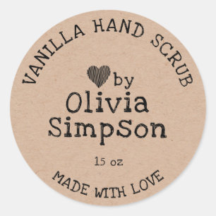 Handmade with Love Small Business Personalized Classic Round Sticker