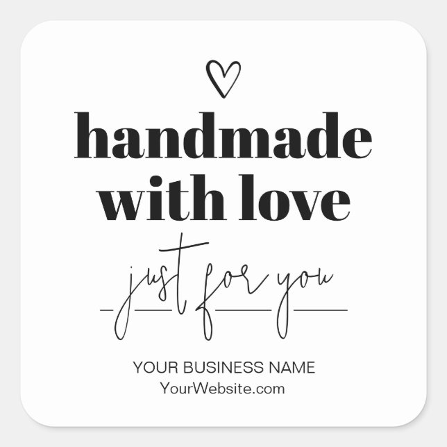 Handmade With Love Small Square Sticker (Front)