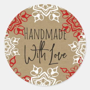Handmade with Love Snowflake Christmas Craft Classic Round Sticker