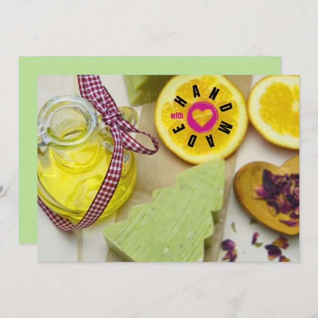 Handmade With Love Soap Maker Christmas Tree Lemon Thank You Card (Front/Back)