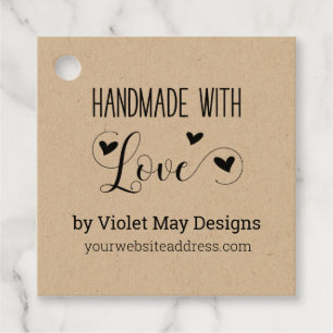 Handmade with Love Social Media Rustic Kraft Favour Tags