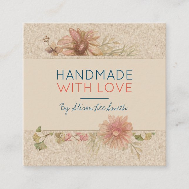 Handmade With Love Square Business Card (Front)