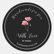 Handmade with love sticker for custom goods