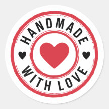 Handmade With Love Sticker with Hearts