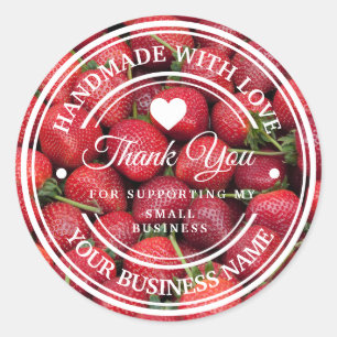 Handmade with love   Strawberry Label Thank you  