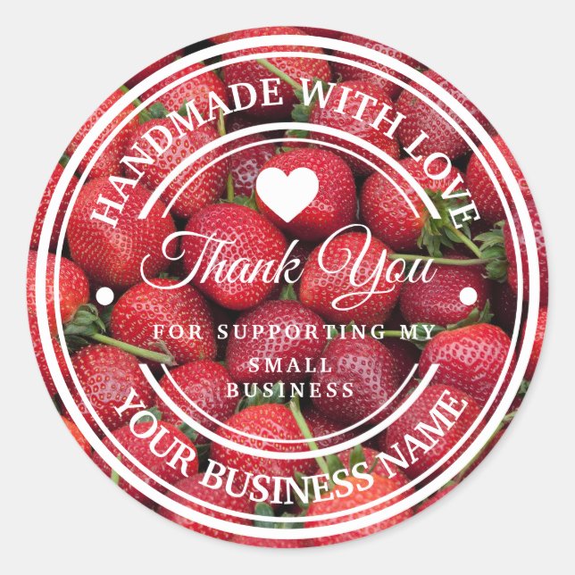 Handmade with love | Strawberry Label Thank you   (Front)