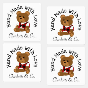 Handmade With Love Teddy Bear Cute Personalized