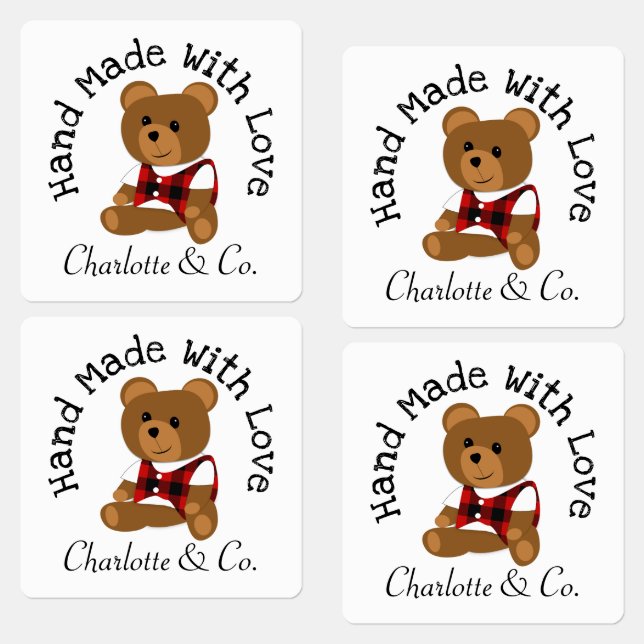 Handmade With Love Teddy Bear Cute Personalized (Group)