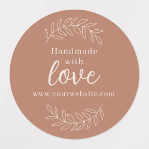 Handmade With Love terracotta business sticker