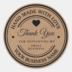 handmade with love   thank you  classic round stic classic round sticker