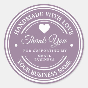 Handmade with love   thank you  classic round stic classic round sticker