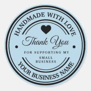 Handmade with love   thank you  classic round sticker