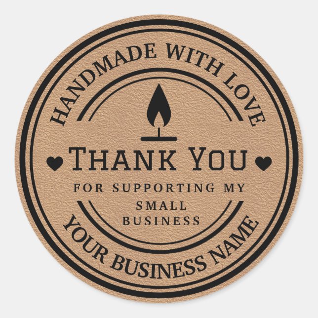 handmade with love | Thank You Flame  Classic Round Sticker (Front)
