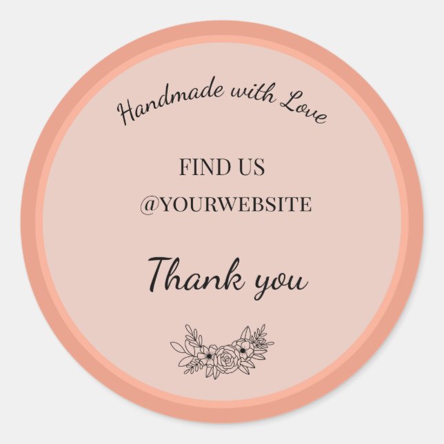 Handmade With Love Thank You Sticker Pack Small Bu (Front)