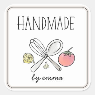 Handmade with Love Utensils Ingredients Square Sticker