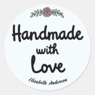  Handmade with Love Watercolor Classic Round Sticker