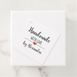 Handmade with love white script custom   favour tags