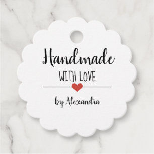 Handmade with love white script    favour tags