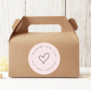 Handmade with Love with Heart Sticker   Custom