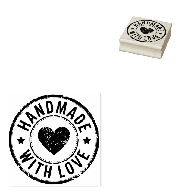 Handmade With Love Wood Art Rubber Stamp (Stamped)